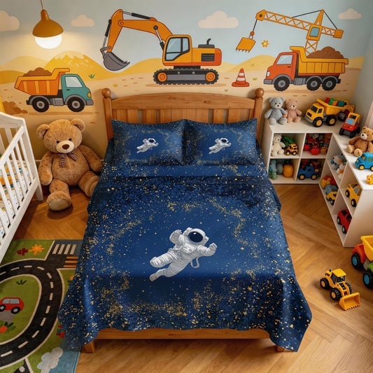 Astronaut Bedding Set 4 Pcs Boys Space Galaxy Queen Sheets