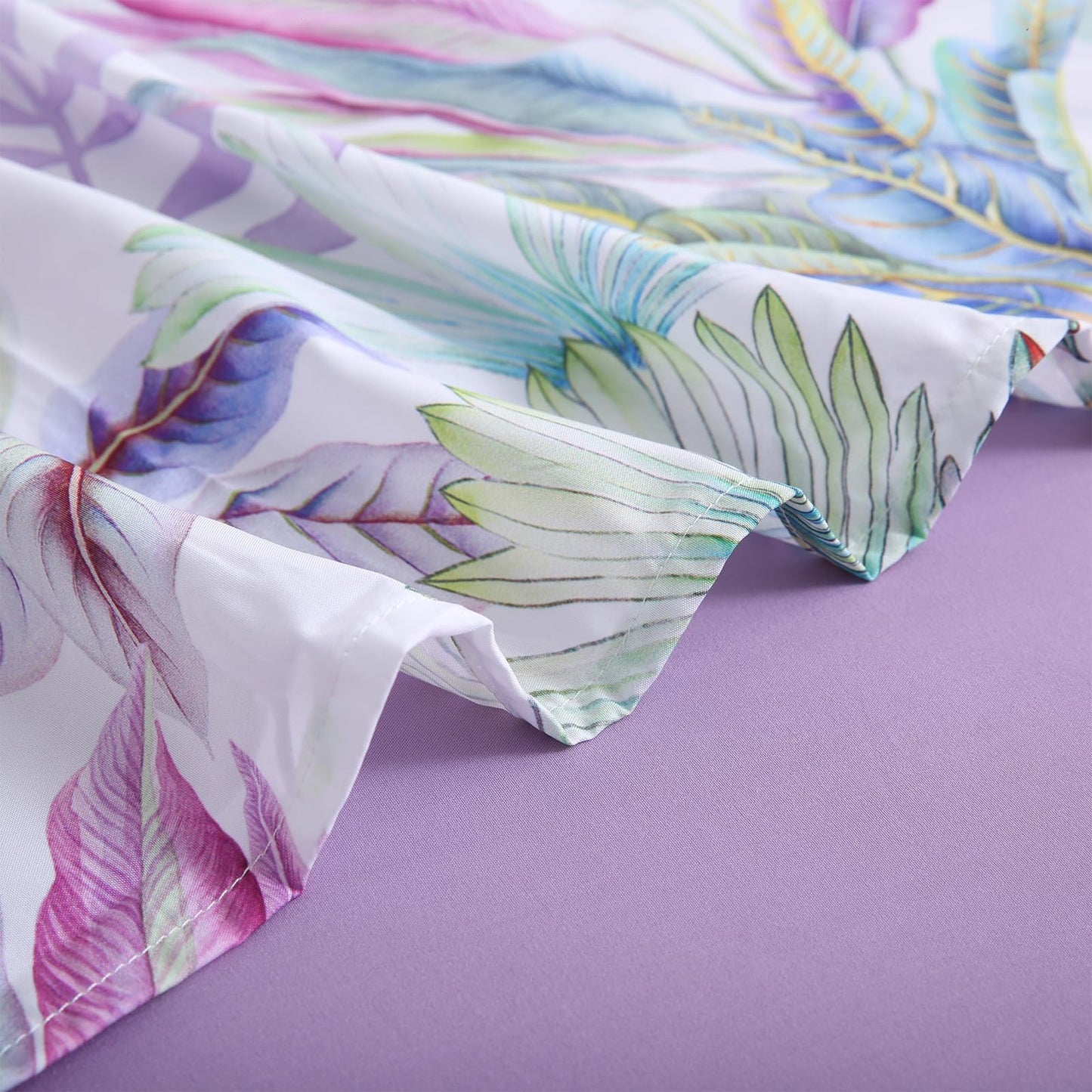 LONAVA Botaincal Queen Size 6 Pcs Sheet Set, Breathable Microfiber Deep Pocket Lavender Fitted Sheets, Comfy & Breathable Patterned Flat Sheets,4 Gentle Soft Pillowcases, Tropical