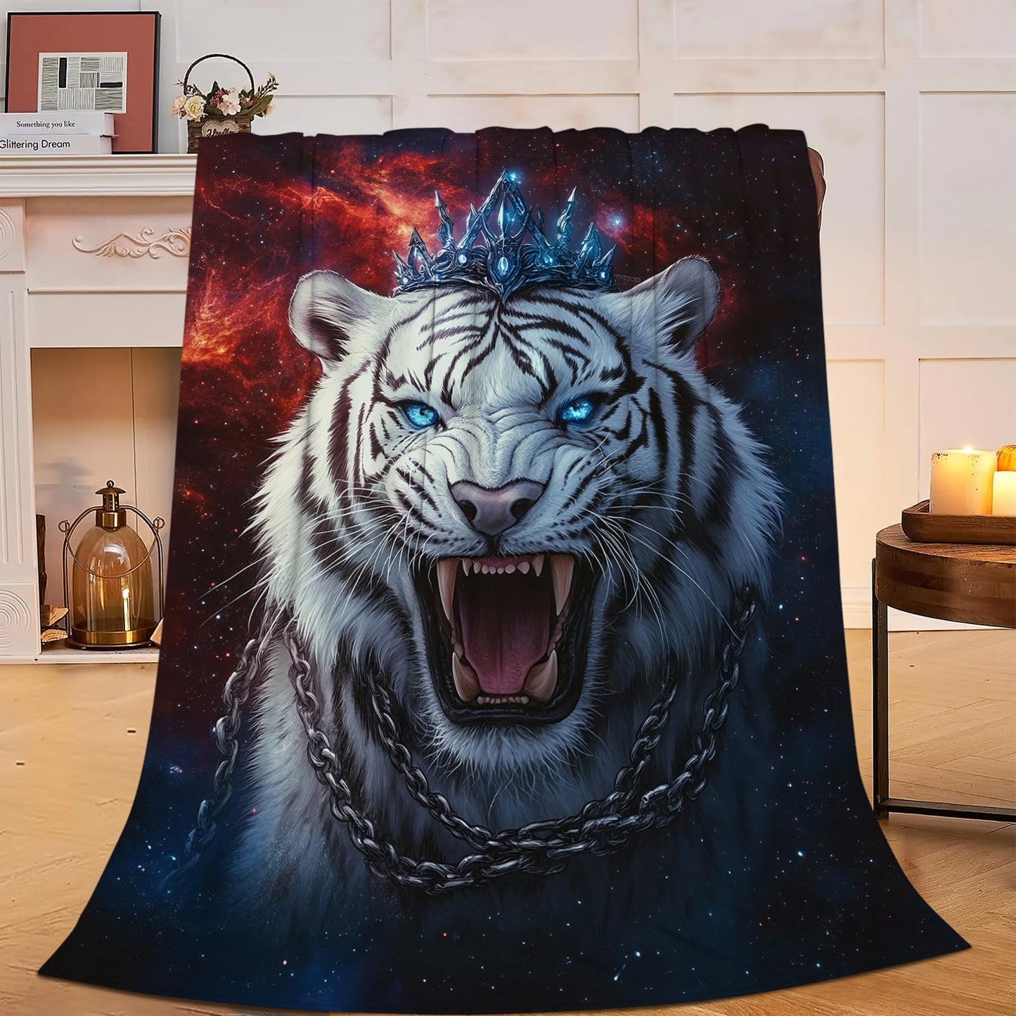 Tiger Blanket, Animal Throw Blanket, Tigers Gifts, Animals Blankets, White Tiger Stuff Fleece Flannel Plush for Women Men Boys Girls Lovers Adults Soft Bedding for Sofa Bed Office Home Decor 40"X50"
