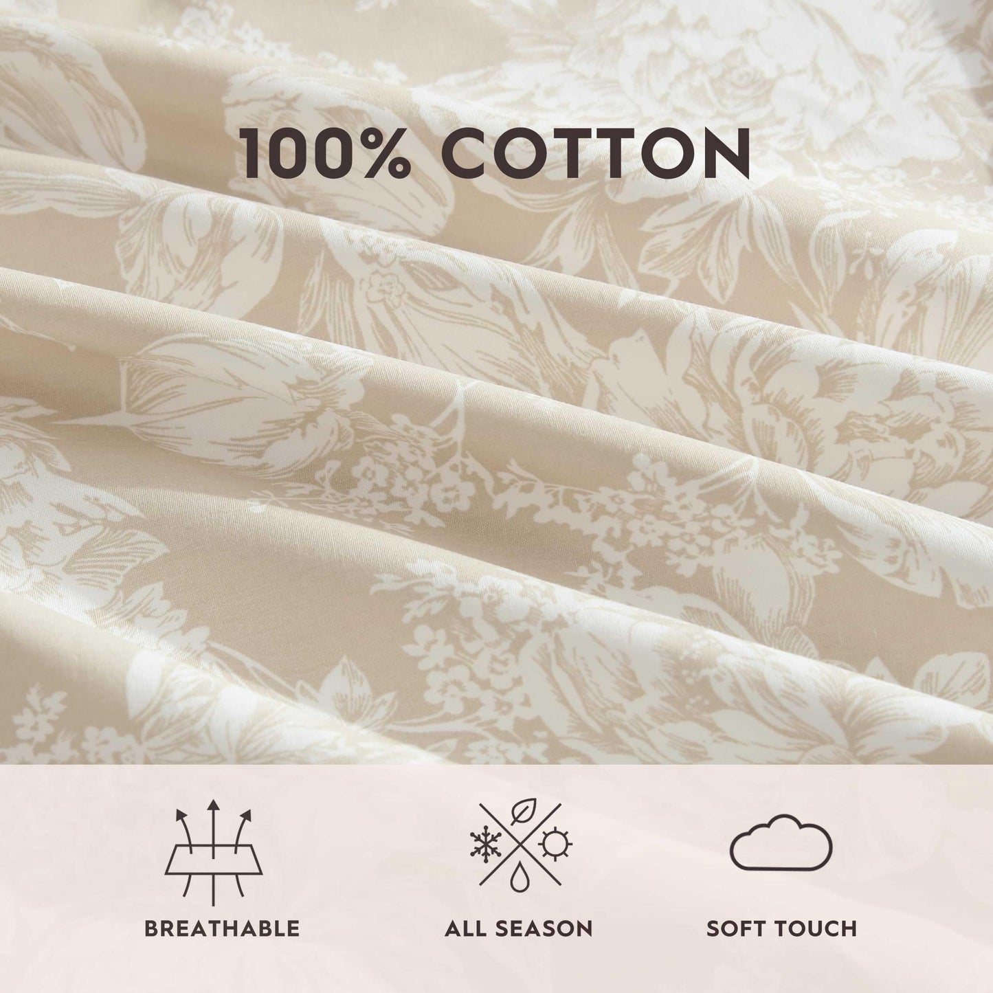Laura Ashley – Twin Size Sheet Set, Crisp & Lightweight Cotton Percale Bedding with Fitted Sheet and Pillowcase, Floral Room Decor, Deep Pocket, College Dorm Room Essentials (Meredith Brown)