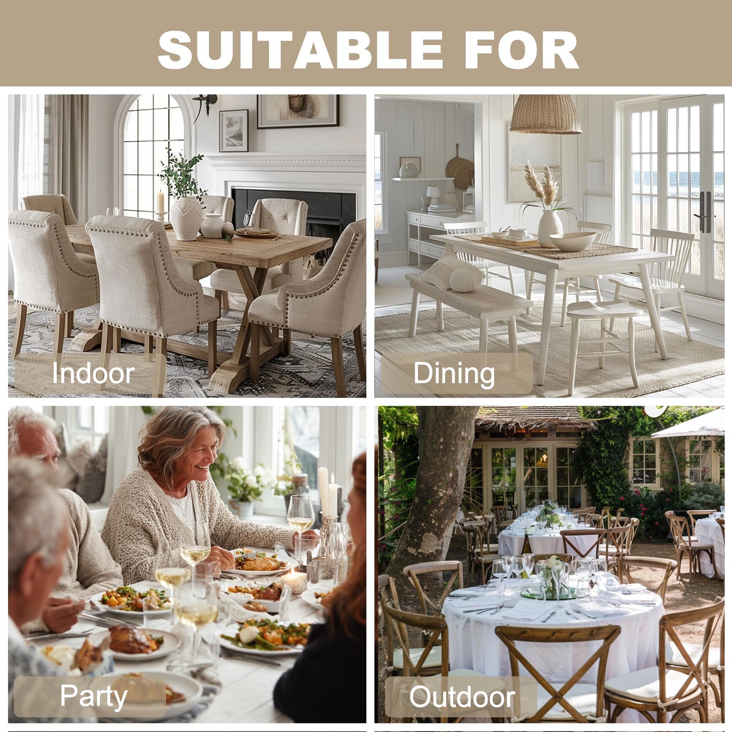Hiasan Faux Linen Square Tablecloth - Wrinkle and Stain Resistant Washable Table Cloth for Kitchen Dining Room Holiday Table Cover for Party Dinner, Beige, 70 x 70 Inch