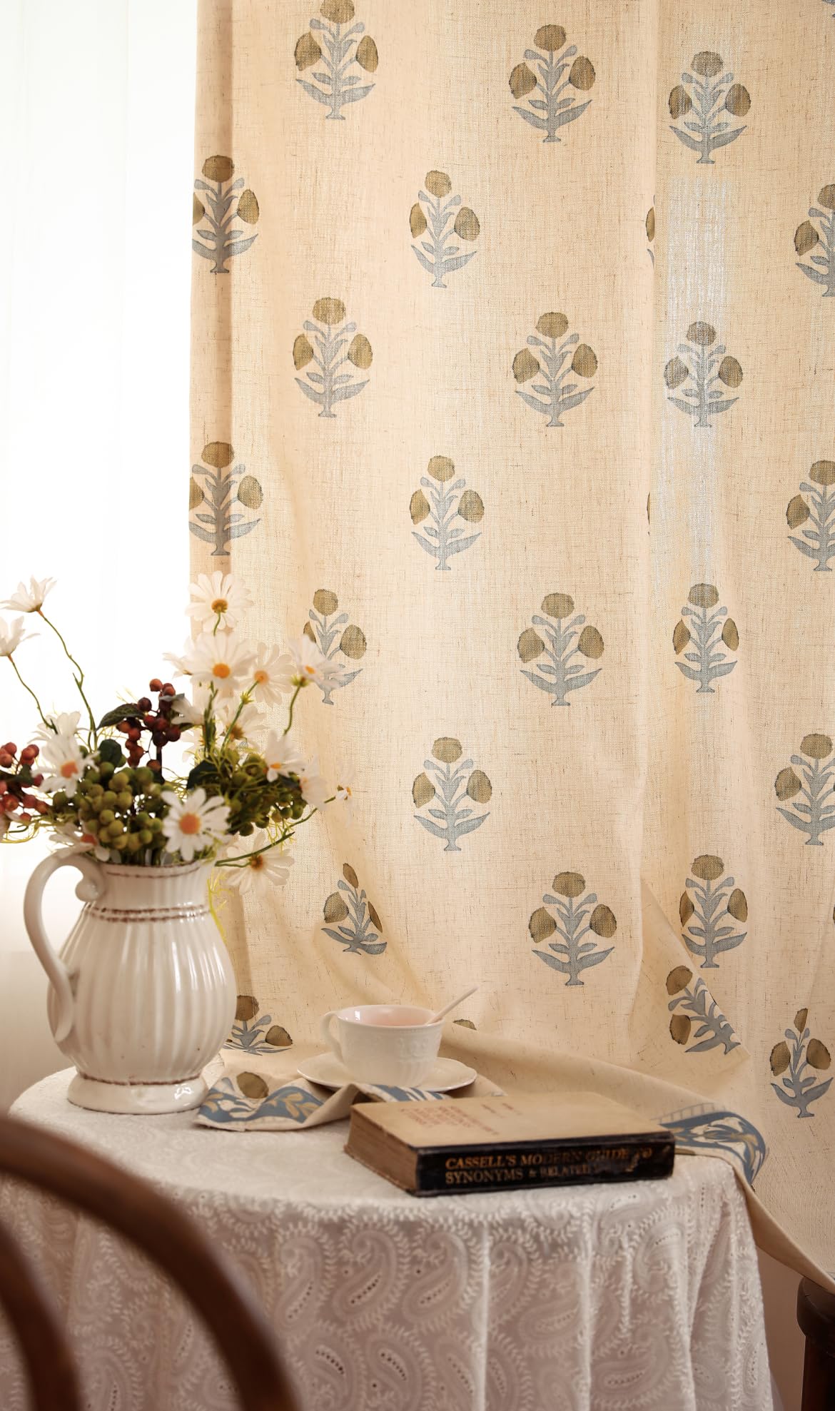 patdrea Designer French Linen Curtains Set of 2 Panels,53"x63"-Istana