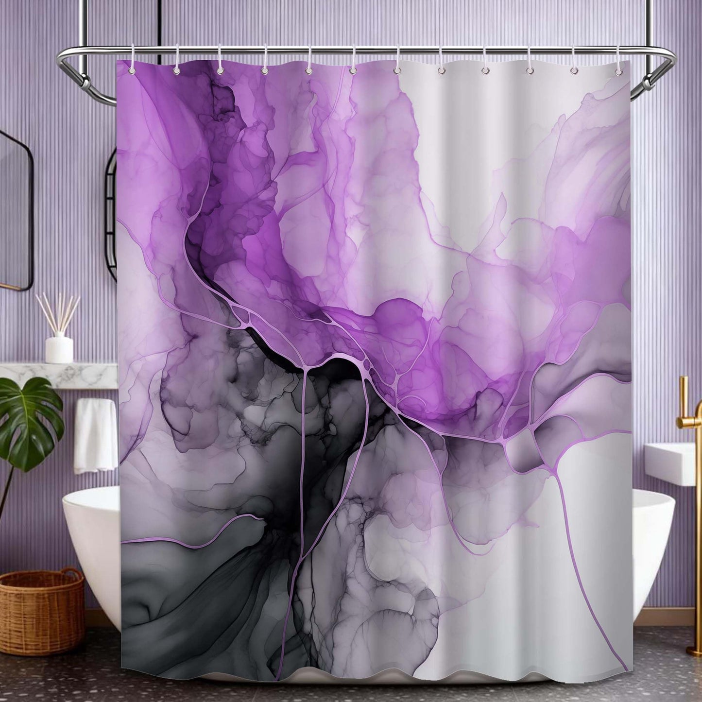 Lvetong Purple Marble Shower Curtain, 70 x 72 in
