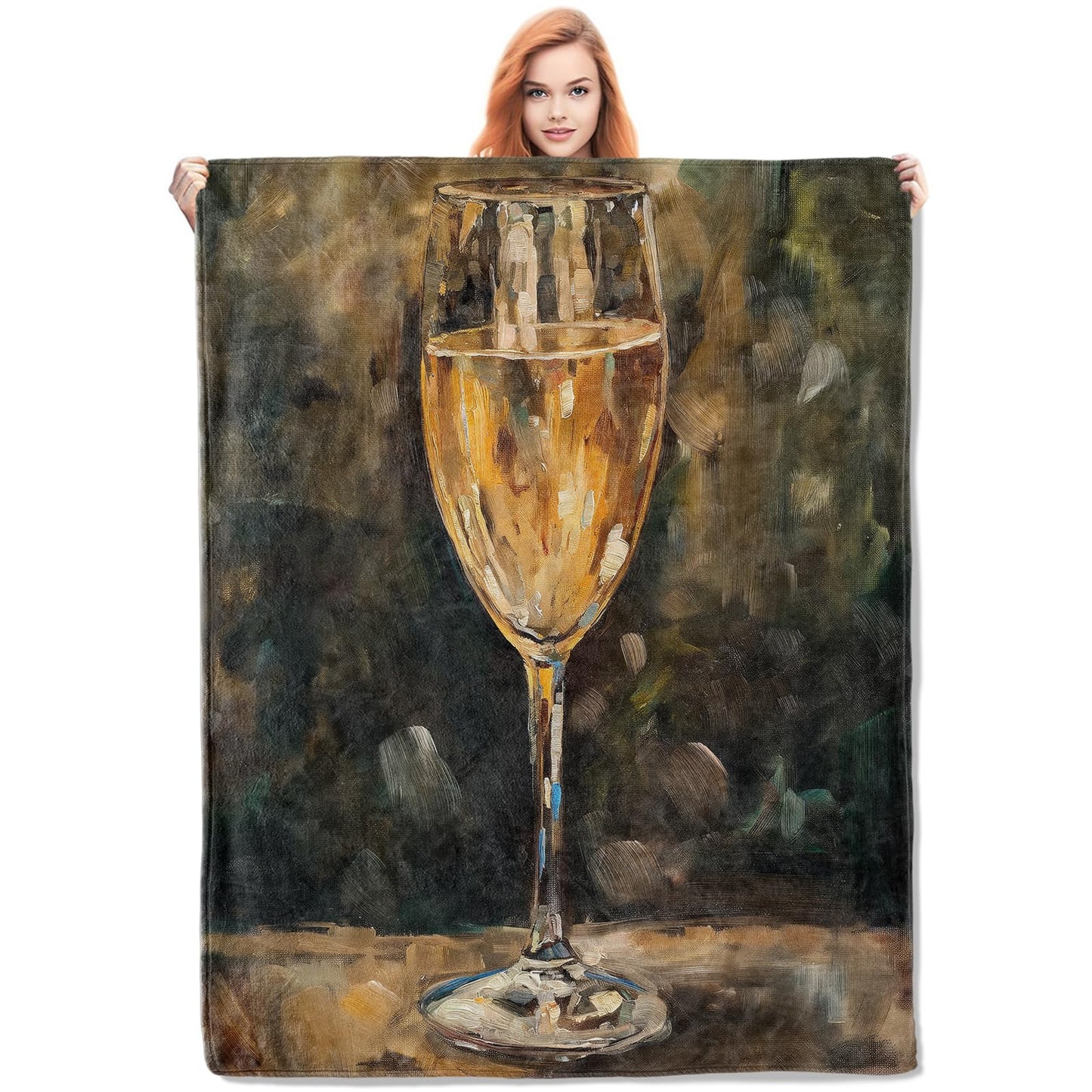 VANZEV Champagne Glass Throw Blanket Gifts, Soft Cozy Fleece Blanket with Elegant Wine Glass Print, Lightweight Warm Blanket for Couch Bed Sofa, Perfect for Wine Lovers and Home Decor, 50x60 in