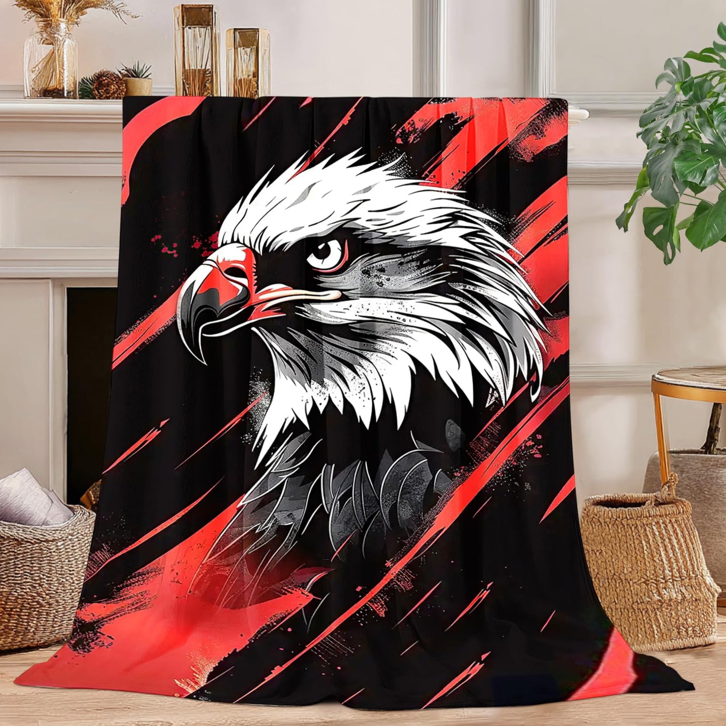 Eagle Blanket Eagle Decor Cozy Animal Throw Super Soft Plush Flannel Fleece Blanket Gift for Kids Adults Men Women Ultra Warm & Lightweight Flannel, 50"X40"