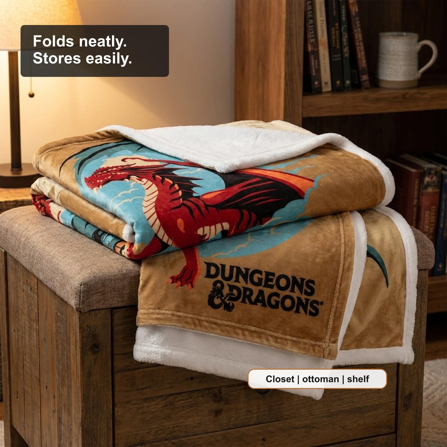 Northwest Dungeons and Dragons Silk Touch Plush Throw Blanket, 40 x 50 Inch Microfiber Lap Throw (Red Dragon)