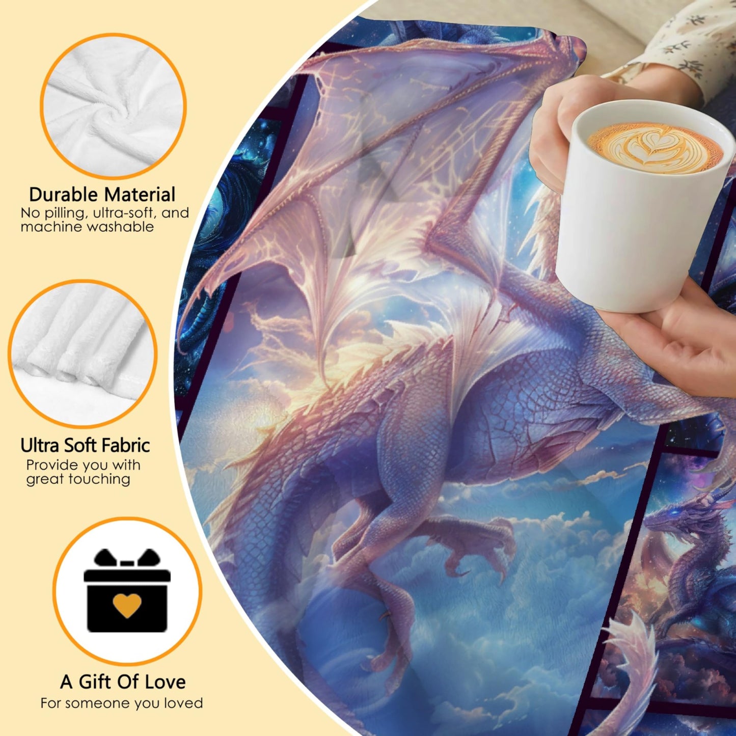 Dragon Blanket for Lovers - Gifts for Boys, Adults, Teens - Super Soft Flannel Throw for Sofa, Couch, Bed - Plush Warm Cozy Home Decor for All Seasons - 40"x50" for Kids/Baby