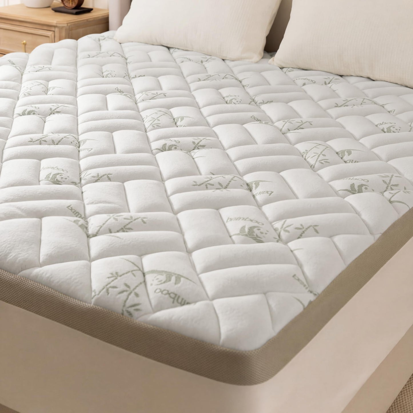 NEWDECO Full Size Mattress Topper Cooling Viscose Made from Bamboo Thick Support Pillow Top Mattress Pad for Back Pain Relief Soft Breathable Mattress Cover with 8-18” Deep Pocket (Gray, Full)