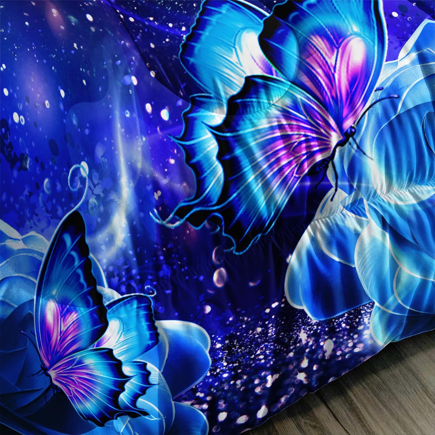 XYNHML Galaxy Butterfly Comforter Set Twin Size for Girls Kids Adults Butterfly Rose Bedding Set Aesthetics Butterflies Quilt Bed Set with 1 Comforter and 2 Pillowcases