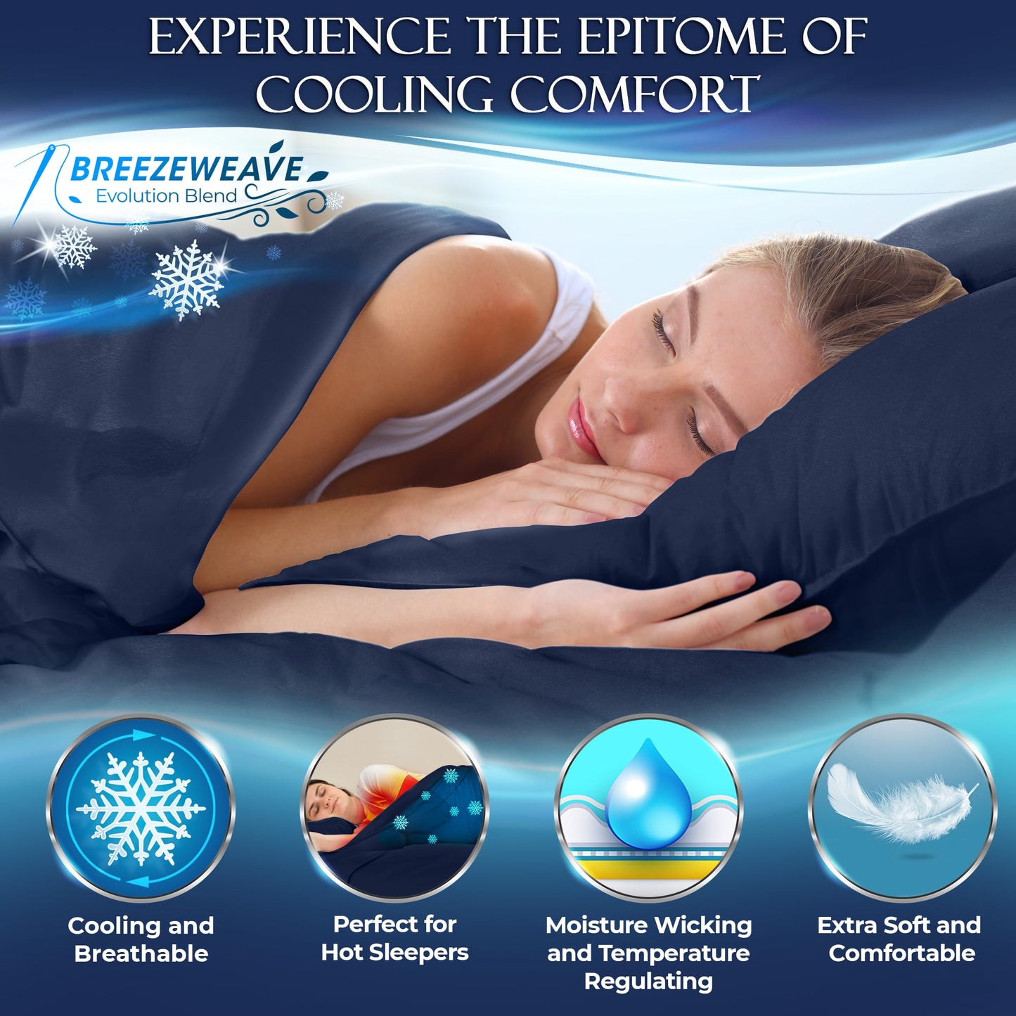 DECOLURE Cooling Sheets Full Set 4pcs - Luxurious & Ultra-Soft Full Size Cooling Sheets for Hot Sleepers - Comfortable Bamboo Viscose Microfiber Full Cooling Bed Sheets w/Deep Pockets (Navy)