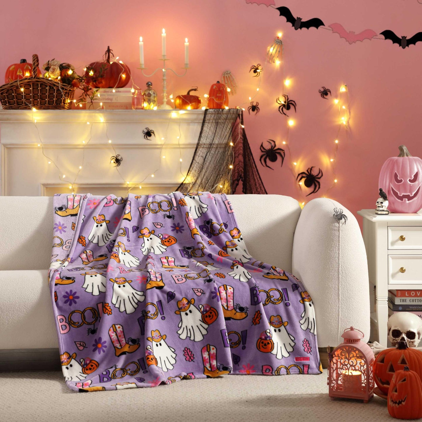 Betsey Johnson - Blanket, Buttery-Soft Throw Blanket for Couch or Bed, Boldly Plush & Oversized Bedding (Howdy Ghouls Purple, 50" x 70")