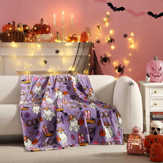 Betsey Johnson - Blanket, Buttery-Soft Throw Blanket for Couch or Bed, Boldly Plush & Oversized Bedding (Howdy Ghouls Purple, 50" x 70")