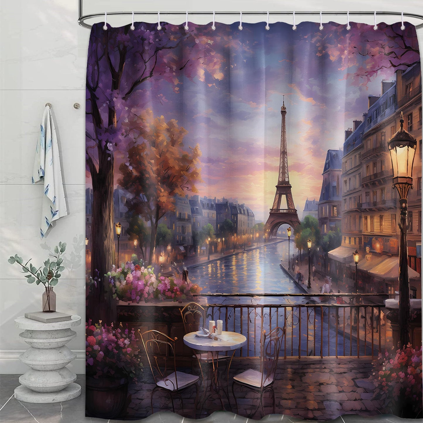 Lvetong Vintage Paris Shower Curtain, 70" W x 72" L