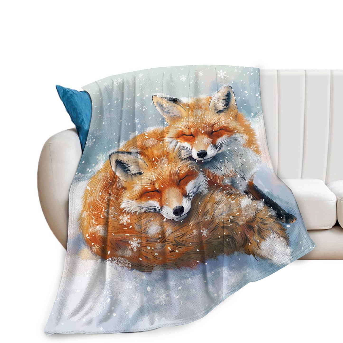 Fox Throw Blanket - Cute Animal Blanket for Girls, Women, Men & Boys - Soft, Warm, Cozy Fleece Blanket for Couch, Sofa, Bed - 50"x40"
