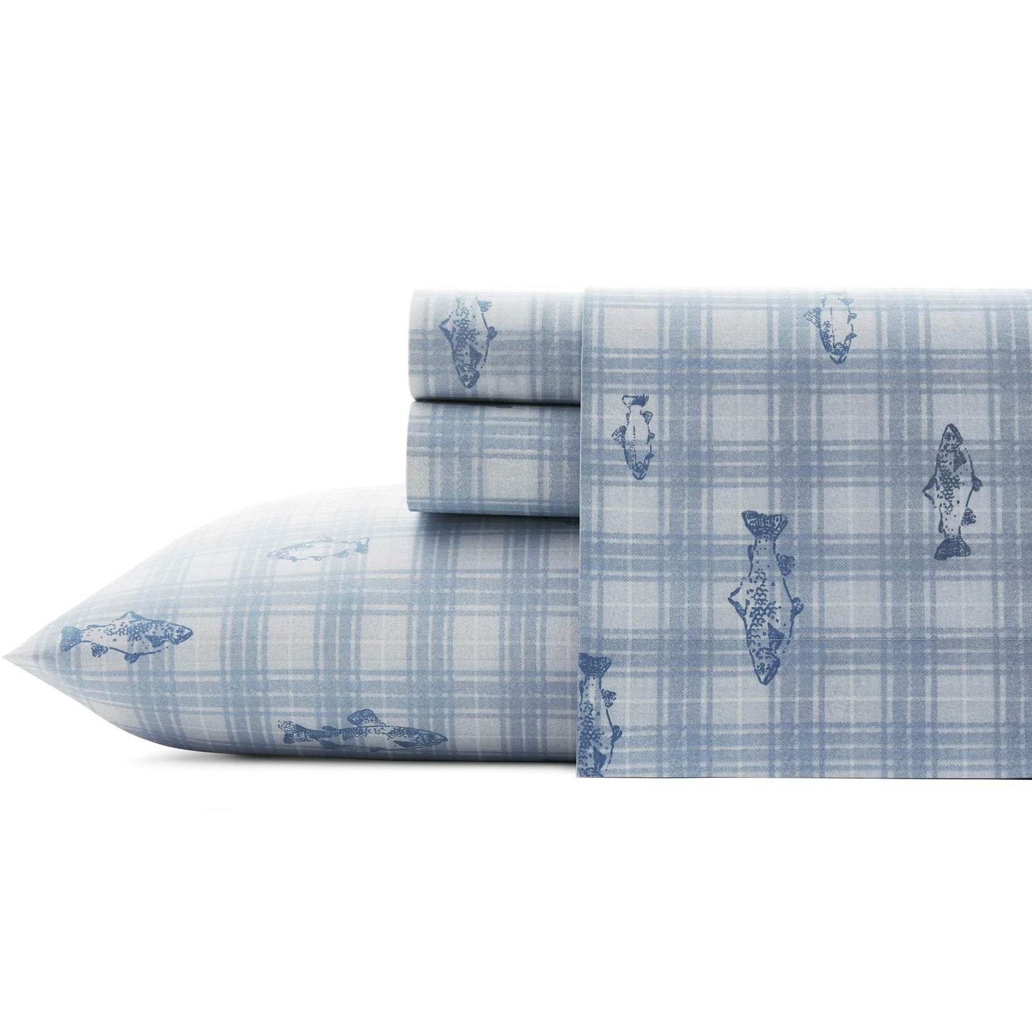 Eddie Bauer - Twin Sheet Set, Cotton Percale Bed Sheets, Crisp & Cool, Ideal Dorm Essentials (Methow Plaid Blue, Twin)