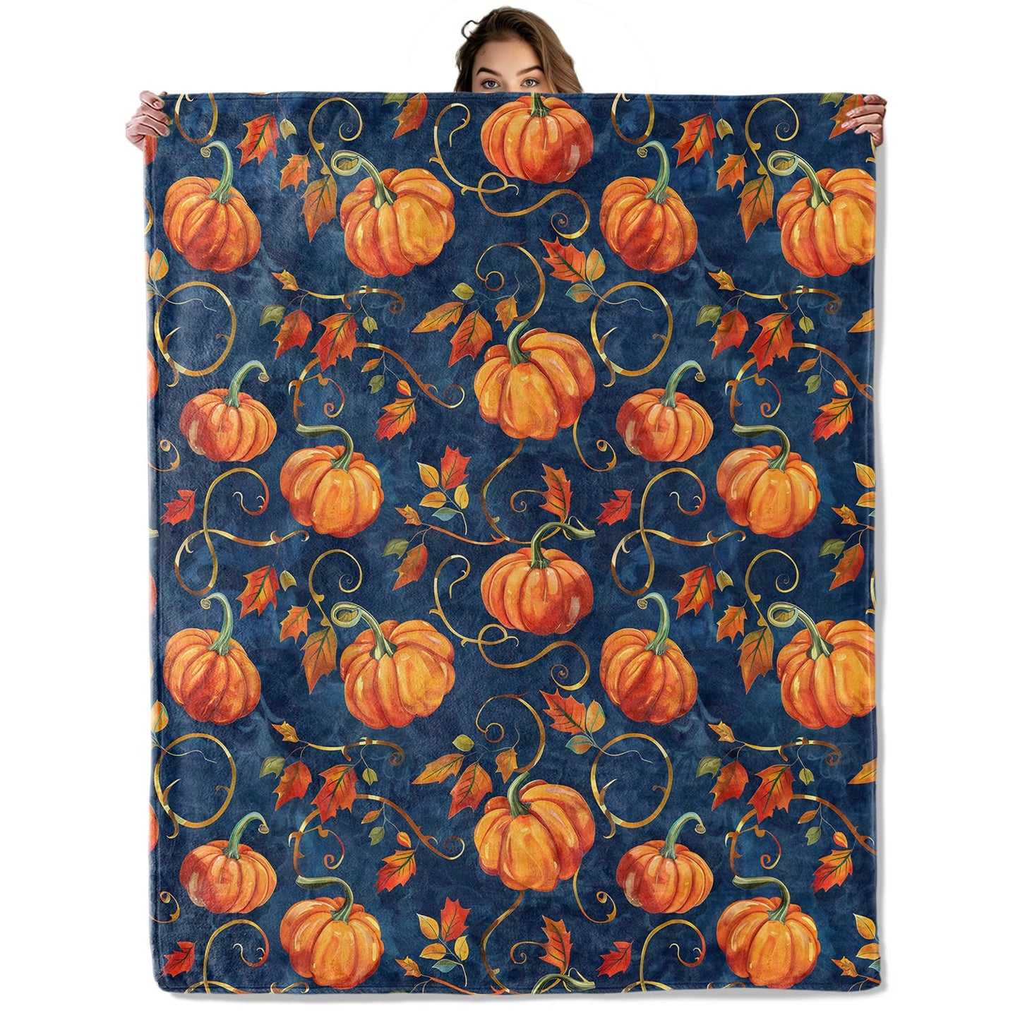Pumpkin Blanket 50X60 in, Flannel Throw Blankets for Travel Camping Sofa Living Room Decor, Lightweight Cozy Soft Fuzzy Gifts for Women Adults Kids