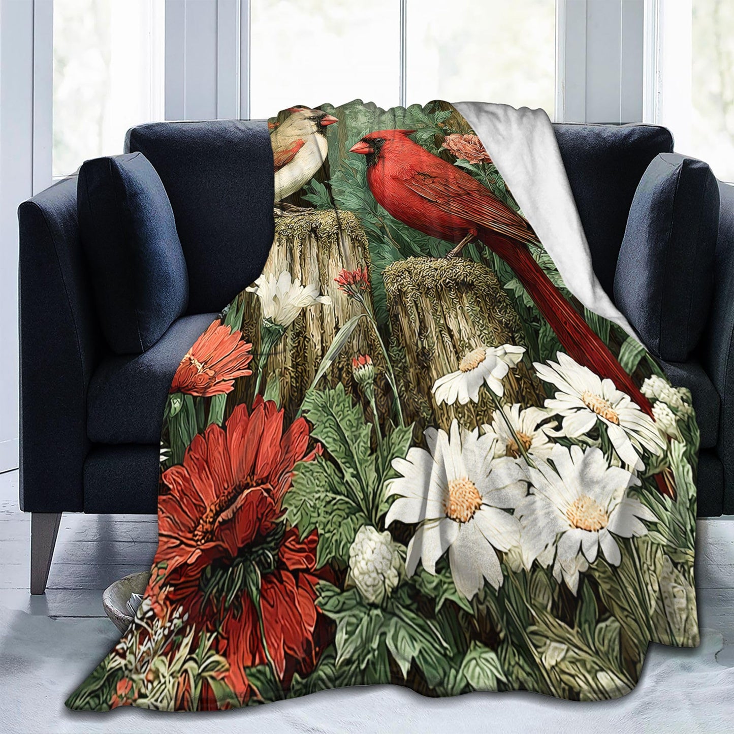 Cardinal Throw Blanket Soft Warm Cozy Christmas Cardinals Blankets Fuzzy Plush Fleece Cardinal Blanket Red Birds Gifts for Couch Bed Sofa Home Decor 40''X50''