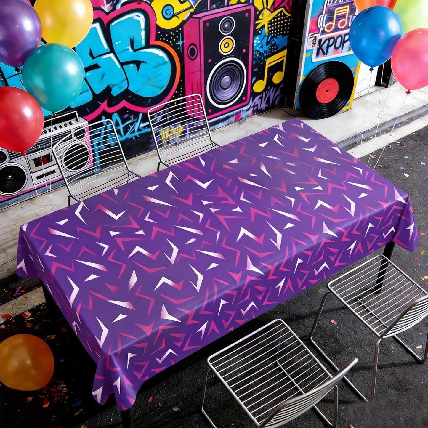 ORNALES 2Pcs Demon Hunters Birthday Tablecloth Decorations, 54 x 108 inches, Purple Lightning Pattern Disposable Plastic Tablecloths for Movie Kids’Party Birthday Bachelor Party Supplies(Purple)