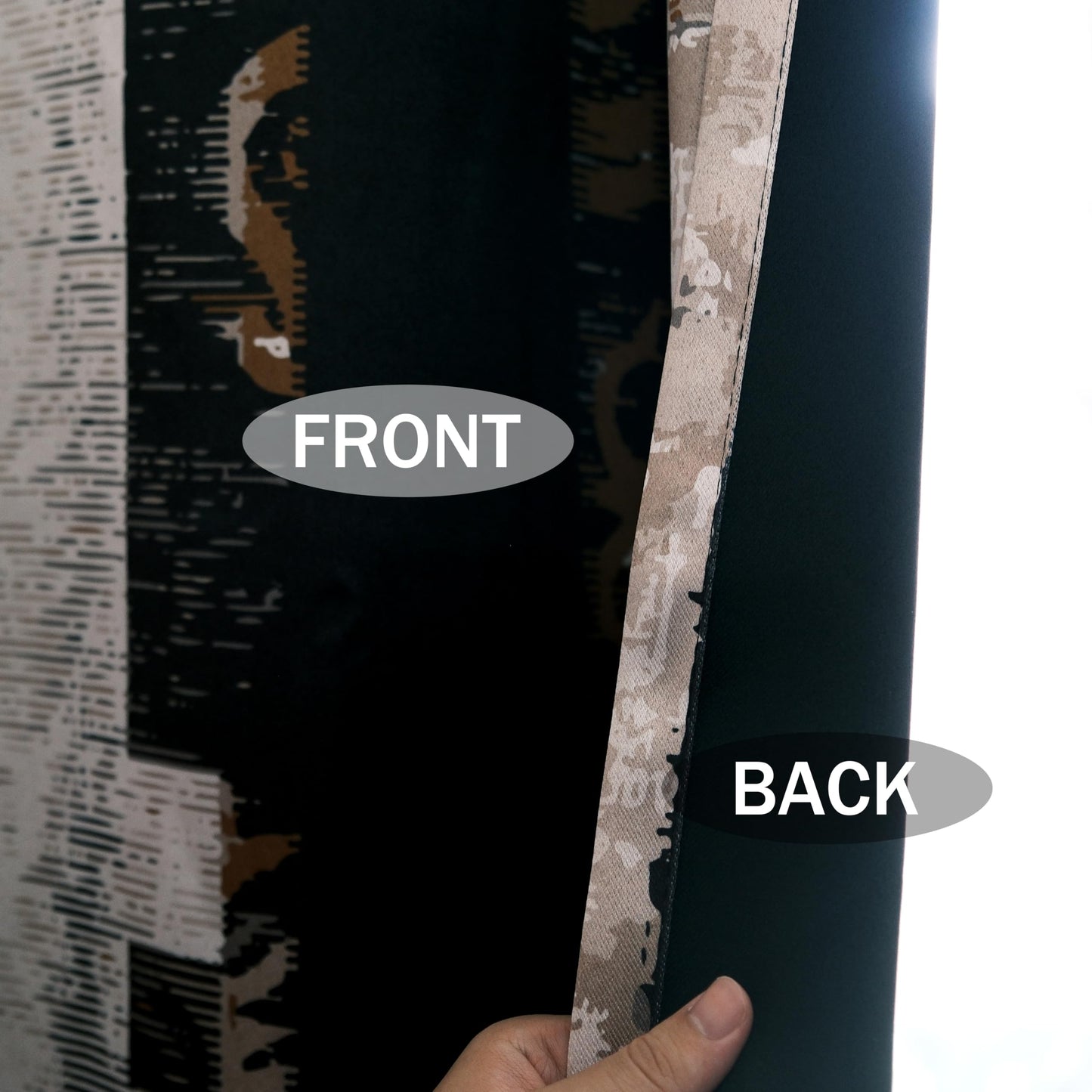LADYVOGUE 100% Blackout Curtains 2 Panels Set Black and Beige Black Out Curtain Shabby Chic Cream Tan Thermal Insulated Window Treatments Decor for Living Room Bedroom Darkening Curtain 52x84 Inch