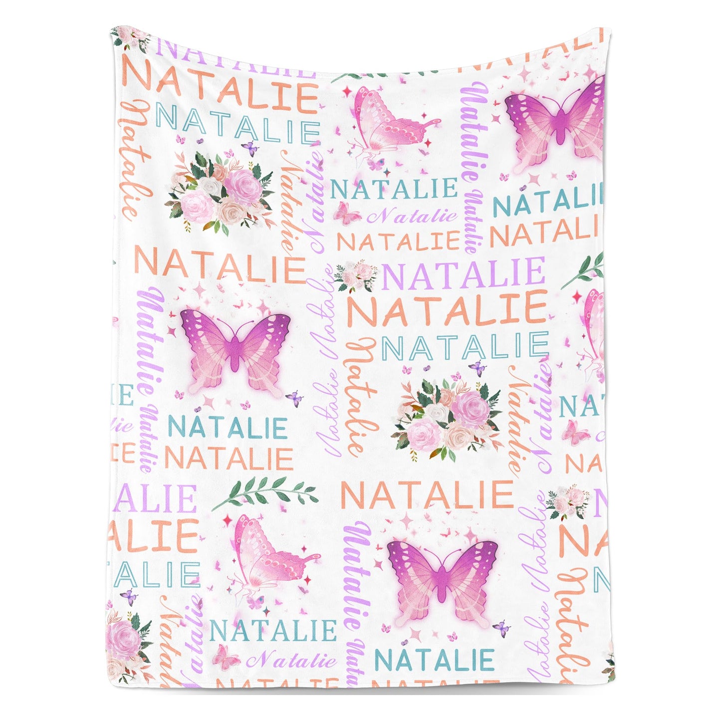 Bohva Personalized Baby Blankets for Girls, Custom Baby Blanket with Name, Cozy Newborn Blanket, Personalized Kids Name Blankets for Babies Shower Christmas Birthday Gifts