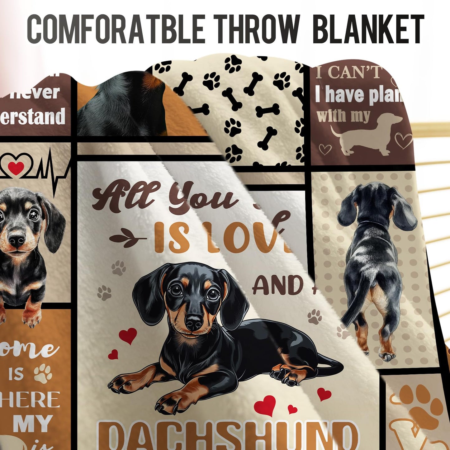 Dachshund Gifts for Women, 60"x50" Dachshund Blanket Gifts for Kids, Wiener Weiner Dog Gifts for Women Dachshunds Lovers Birthday, Soft Flannel Weiner Dog Throw Blanket Decor for Couch