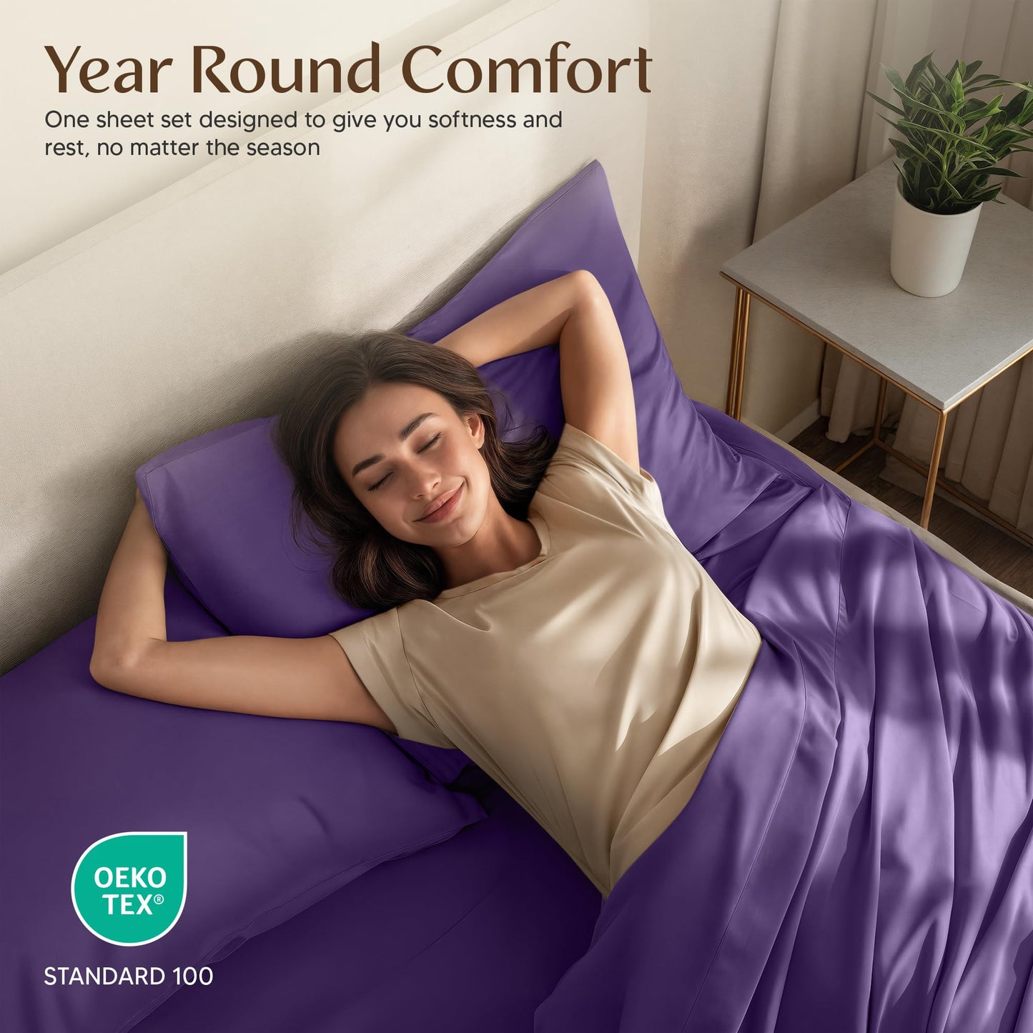 Utopia Bedding Queen Size Sheet Set – 4 Piece Bed Sheets, Soft and Breathable Microfiber, Includes 1 Fitted Sheet, 1 Flat Sheet and 2 Pillowcases – Oeko Tex (Eggplant)