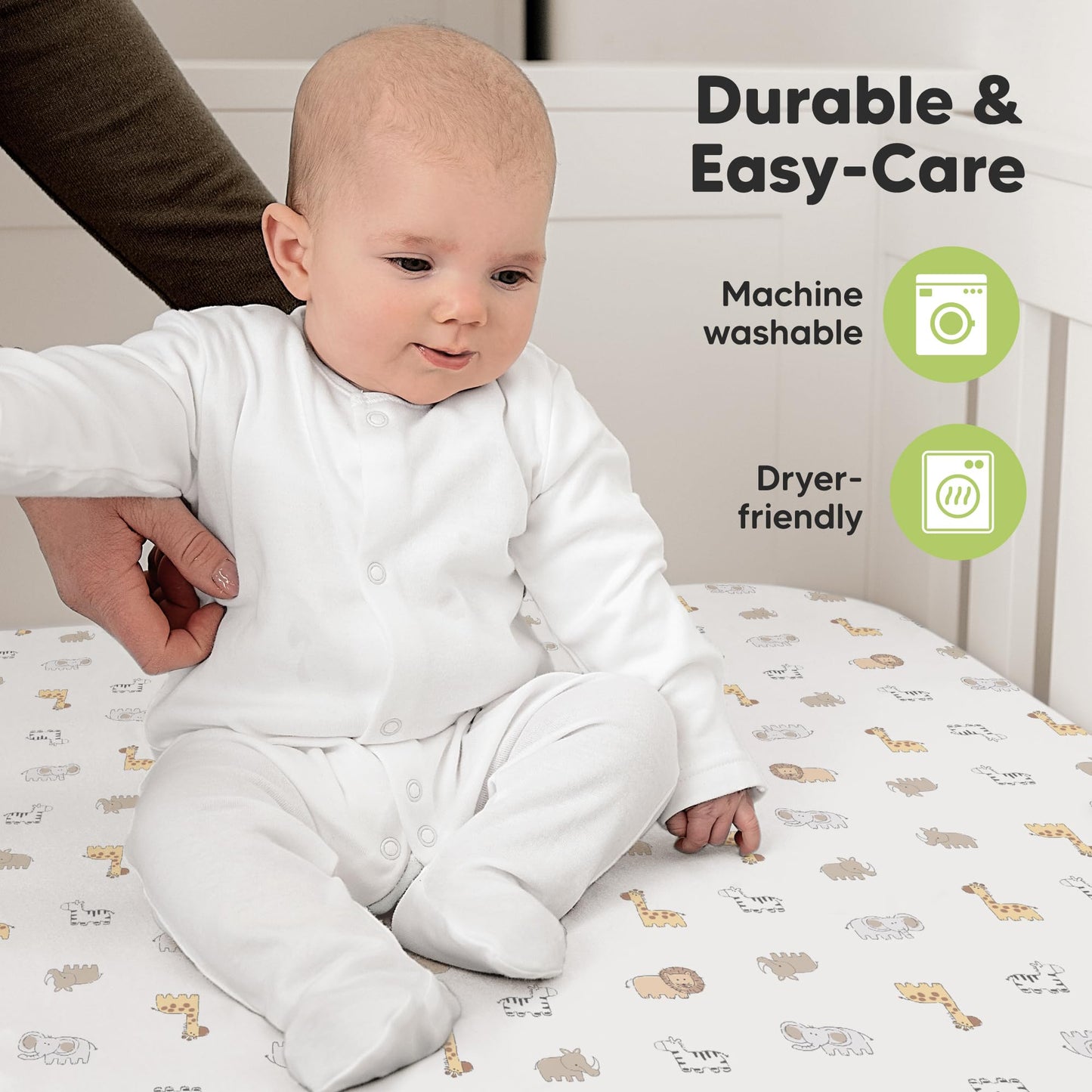 KeaBabies 2-Pack Organic Cotton Crib Sheets for Boys, Girls - 52x28 Fitted Crib Mattress Sheet Neutral, Breathable Cover for Baby Bed Set, Toddler Mattress, Soft & Cute Prints (KeaSafari)