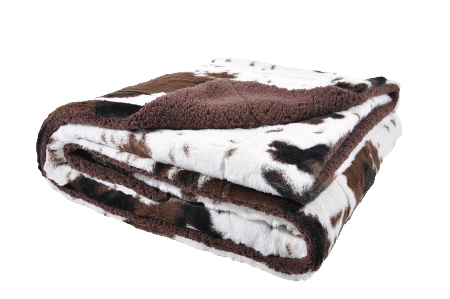 Tadpoles Double Layer Throw Blanket - Reversible Plush & Sherpa Cowhide Quilt - Lightweight Camping & Picnic Blanket - Soft Cozy Bed & Sofa Throw - 50 x 60 in, Cowhide