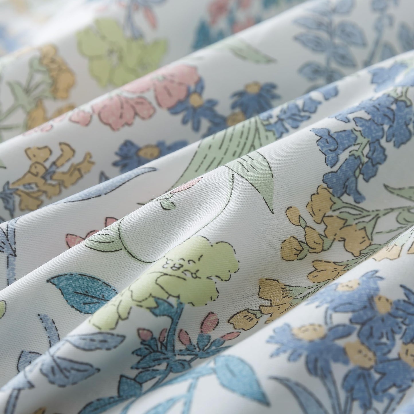 HoneiLife Cotton King Duvet Cover - Floral Comforter Cover 3-Piece, Botanical Bedlinen Set with Zipper Closure & Corner Ties, Wildflower Comforter Cover Sets All Season Use