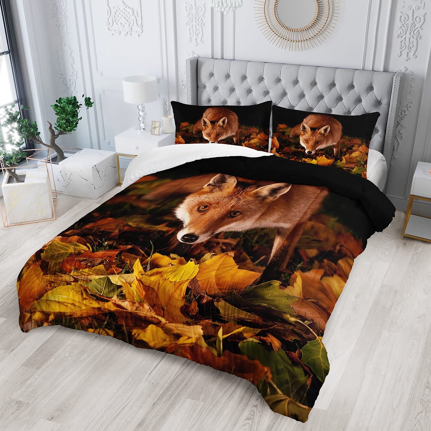 AILONEN Fox Comforter Set - Twin Size, Cartoon Printed Bedding with 1 Comforter and 2 Pillowcases, Perfect for Teens' Bedroom