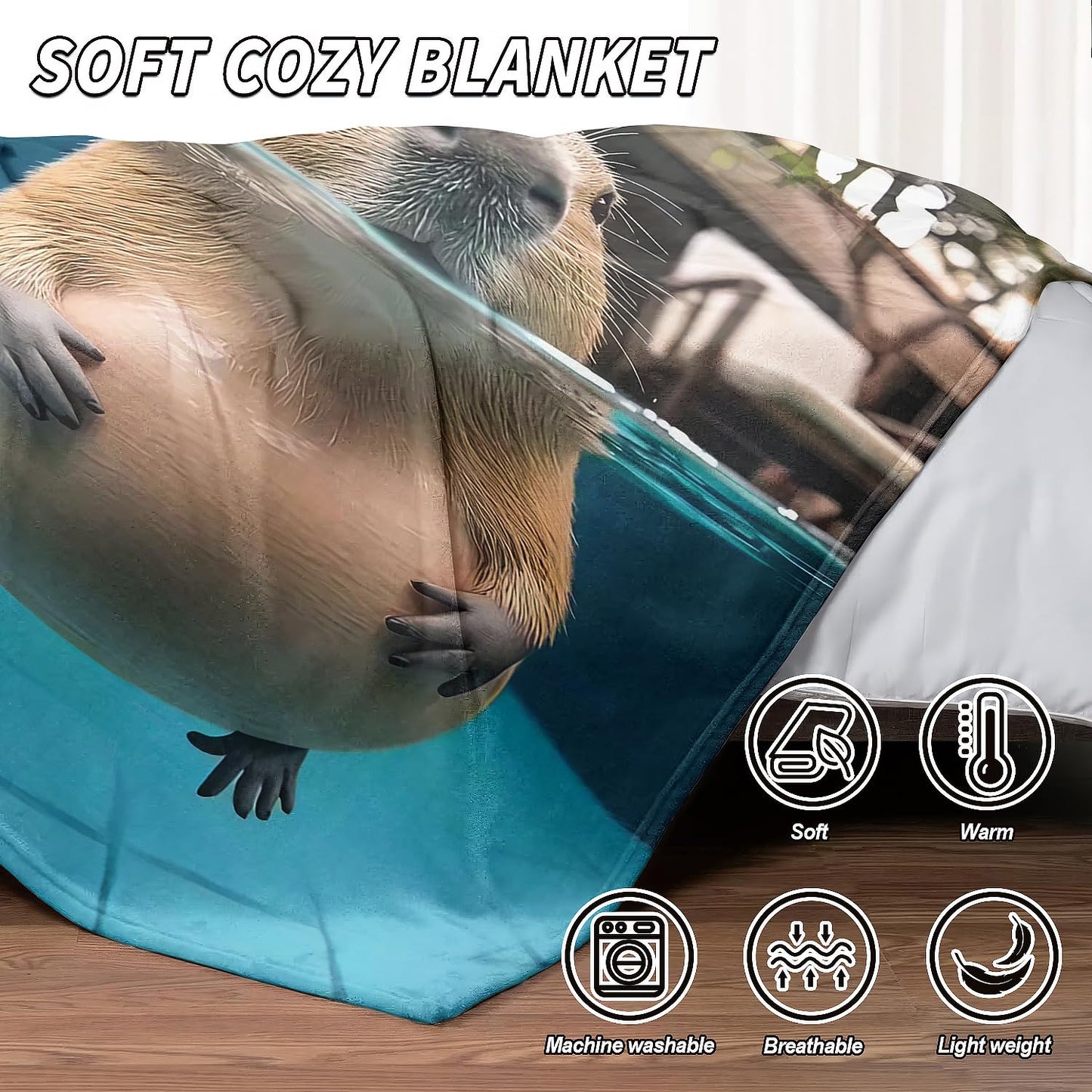 YISUMEI Capybara Gifts Throw Blanket, 50"x60", Underwater Capybara Cozy Blanket for Women, Kids and Teens, Ultra Soft Plush Fleece Flannel Blanket for Couch & Bed, Room Decor