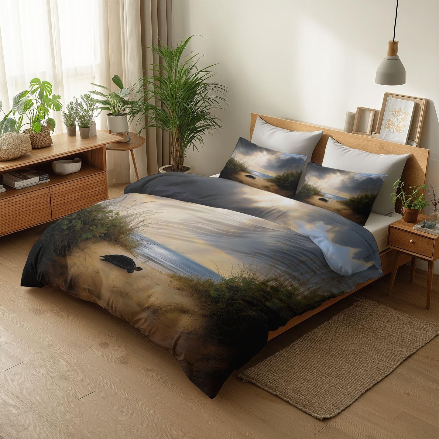 Super Soft Realistic Style Duvet Cover Set Twin Size, Nature Africa Turtles Bedding for Kids Boys Girls Teens - Breathable and Anti-Allergic Soft Comforter Cover 2 Pillow Shams