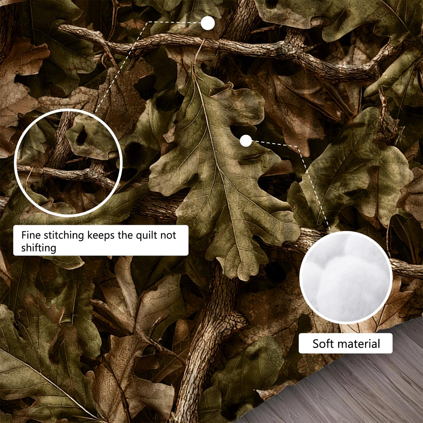 EDGZKO Brown Camo Comforter Set, Queen Size Camouflage Bedding Set for Kids Teens Adults, Rustic Tree Leaves Quilt DuvetBreathable Bed Set, Woodland Bedroom Decor 1 Comforter & 2 Pillowcases