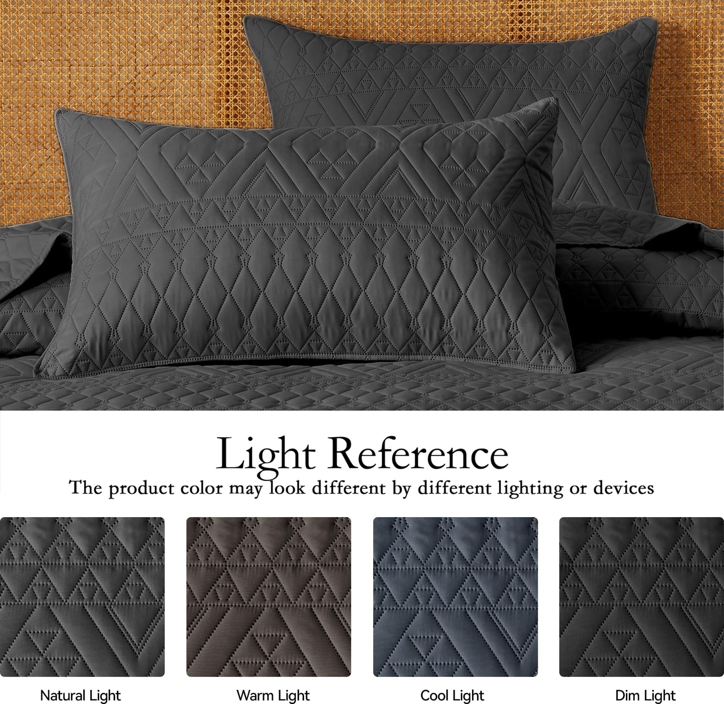 akkialla King/Cal King Size Quilt Bedding Set,Black Lightweight Microfiber Soft Bedspread,Modern Style Geometric Pattern Coverlet Set for All Seasons,3 Piece(1 Quilt,2 Pillow Shams)