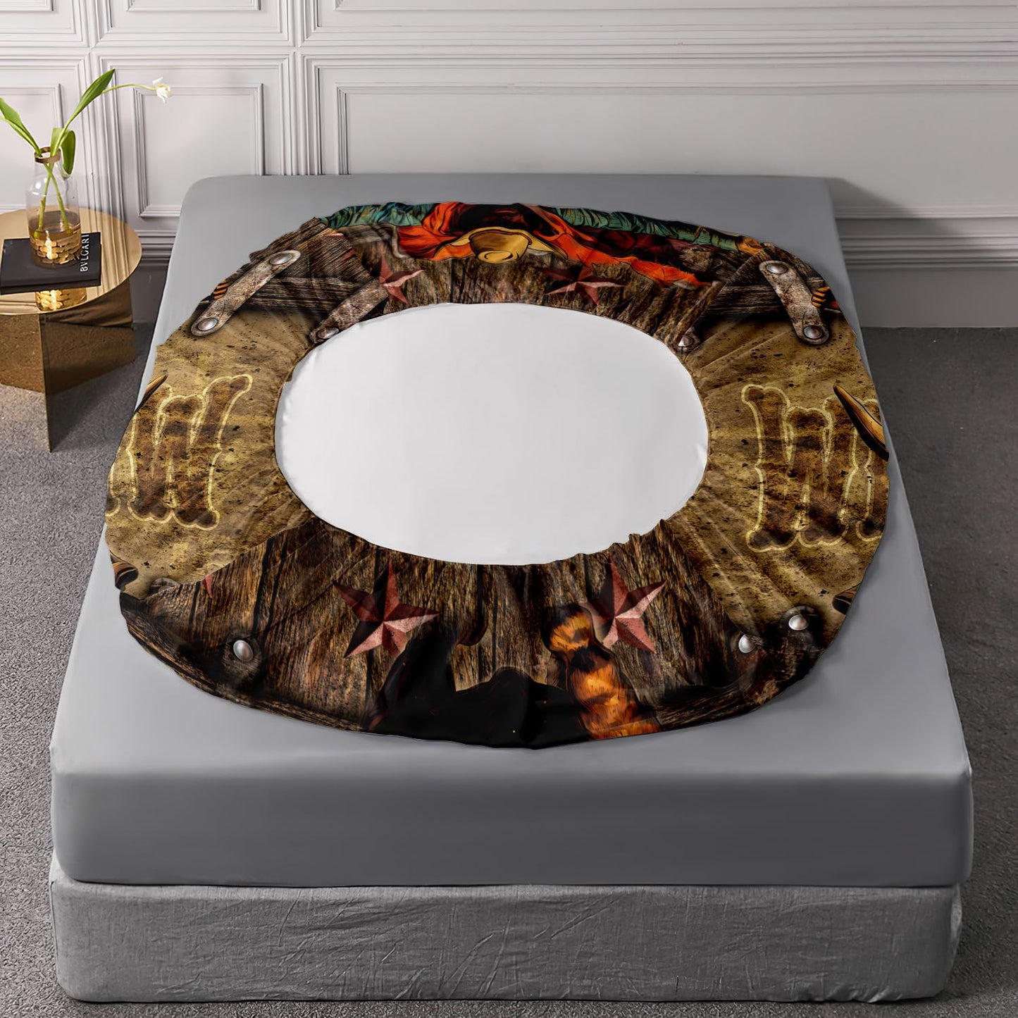 HOSIMA Cowboy Twin Fitted Sheet,Cowboy Riding Cattle Print Western Bedding for Adults Teens Boys Room Decor,Fence Stars Background Pattern Lightweight Bedding,1 Fitted Sheet+2 Pillowcases.