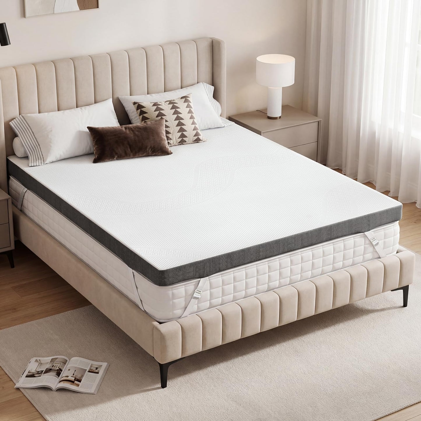 Vipbear Extra Firm Mattress Topper Twin: 3 Inch High Density Bed Topper，Extra Support for Pain Relief，Breathable Washable Soft Cover with Anti-Slip Straps，CertiPUR-US Oeko-Tex Certified 38"x 75"