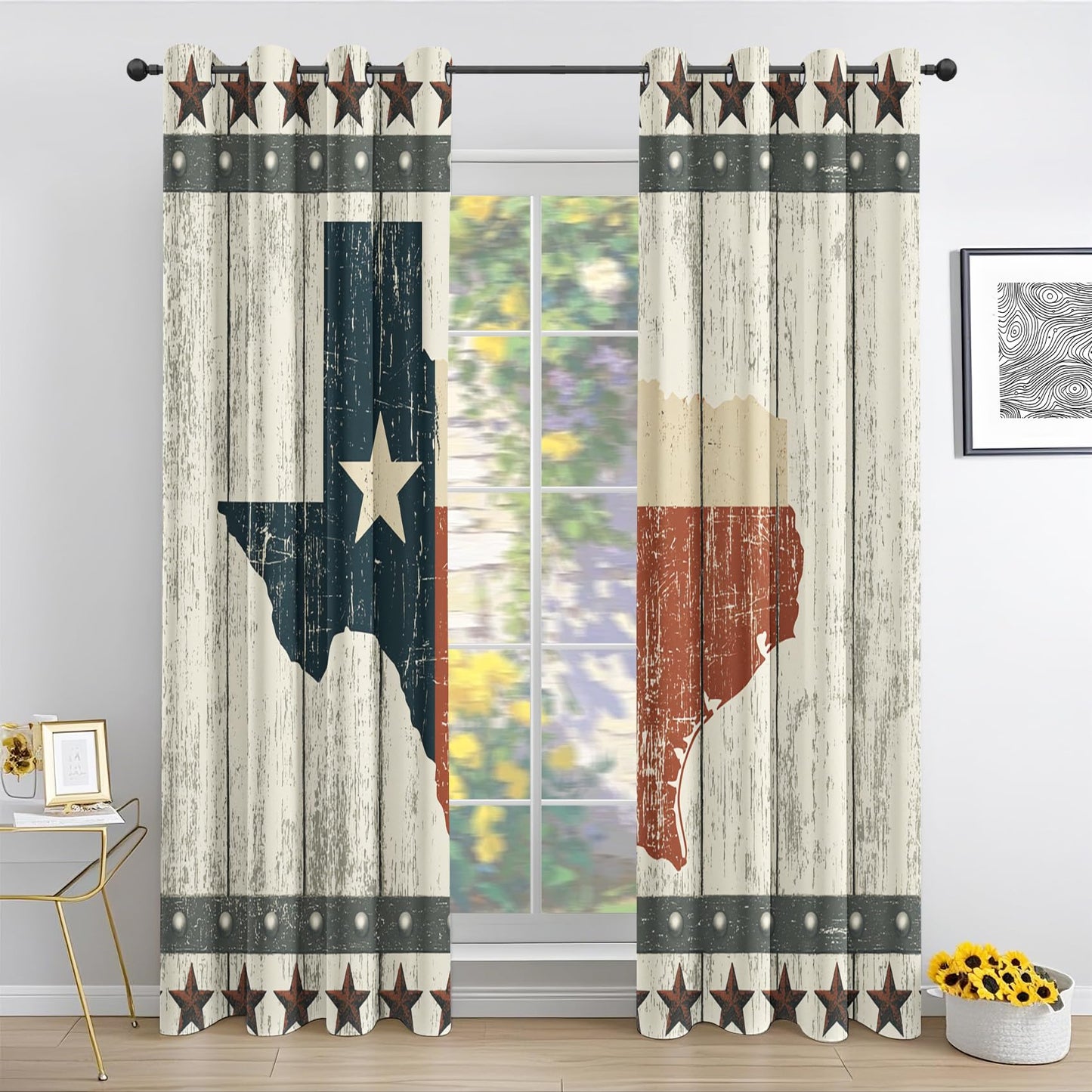 Texas Map Curtains for Living Room