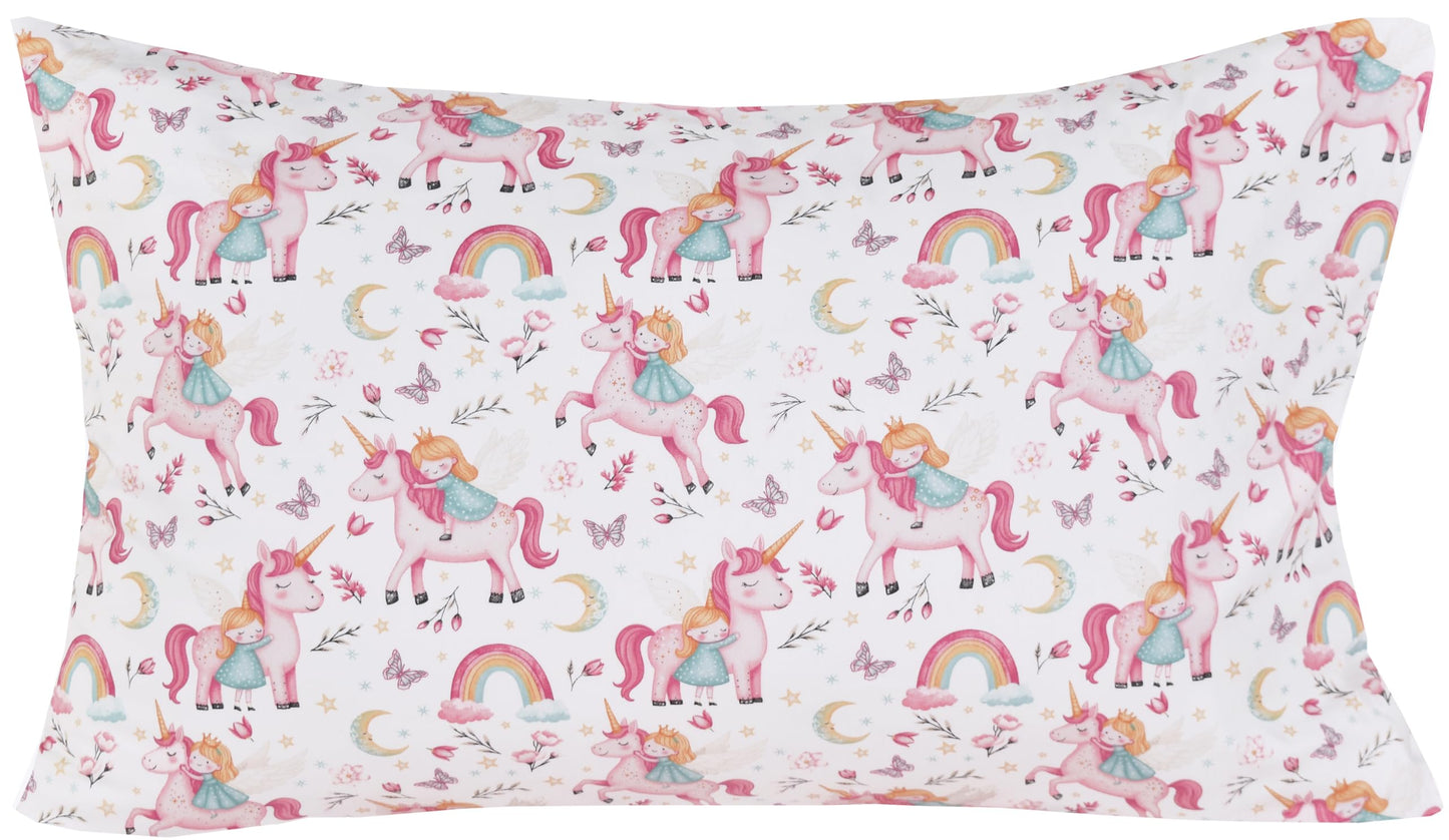 J-pinno Princess Unicorn Horse Pink Cute Adorable Twin Sheet Set for Kids Girls Boys Children,100% Cotton, Flat Sheet + Fitted Sheet + Pillowcase Bedding Decoration Gift Set