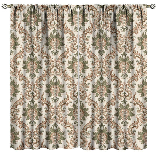 Nanacur Abstract Damask Floral Curtains, Vintage Damask Gothic Flower Country Farmhouse Window Drapes, for Kitchen Living Room Bedroom 42" W X 45" L (Decorative)