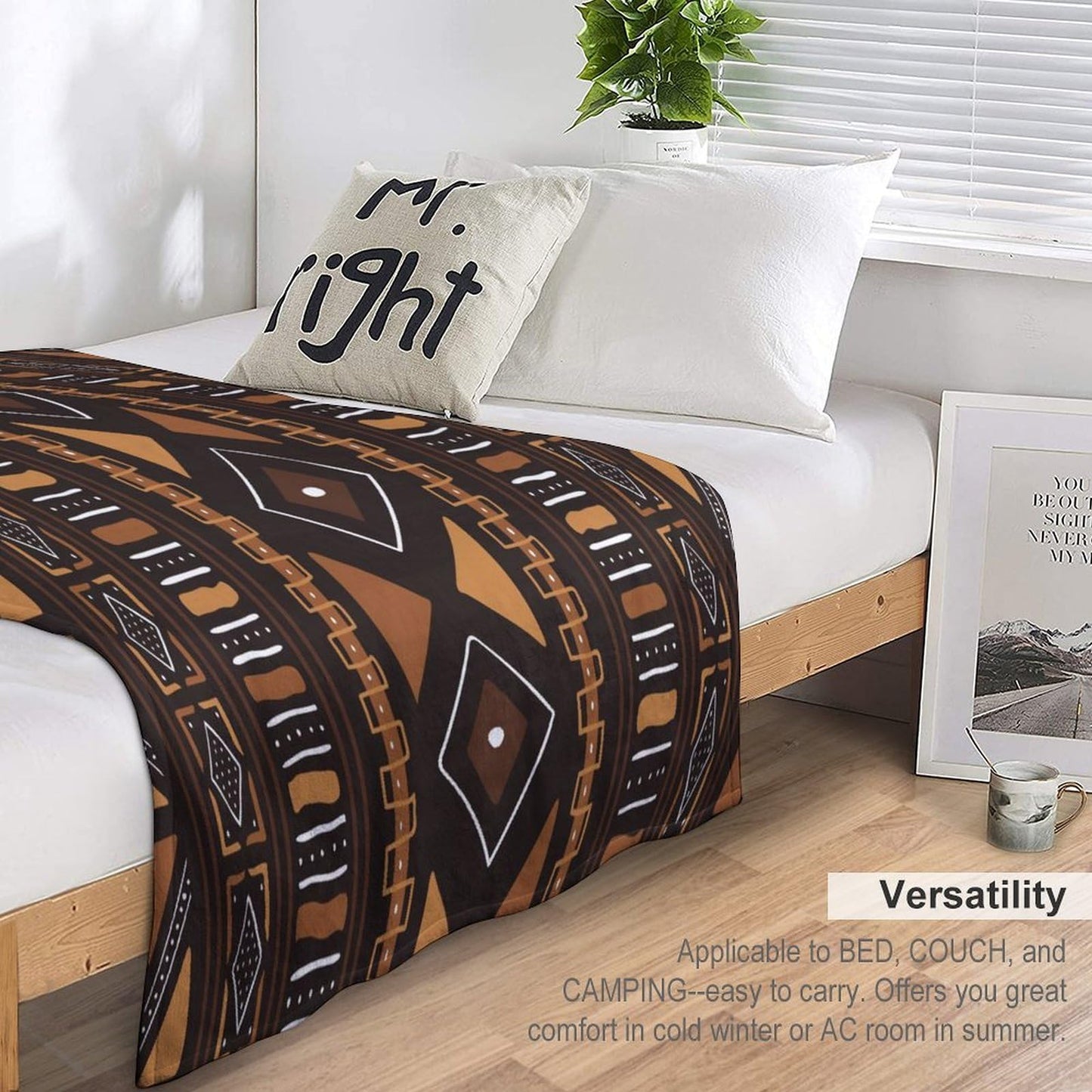 ZhiRain African Tribal Throw Blanket African Mud Cloth Pattern African Elements Blanket for Sofa Bed Couch Chair Or Dorm 50"x60"