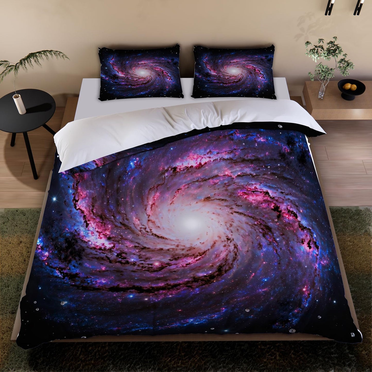 3D Starry Sky Duvet Cover Queen Size 90x90in Washed Ultra Soft Breathable Microfiber Universe Bedding Set Zipper Closure Comforter Cover 3 Pieces with 2 Pillow Shams(WJT 44-1)