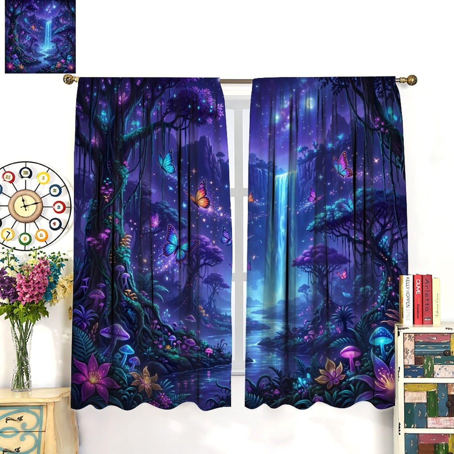 UFUH Fantasy Nature Curtains,Fairy Forest Landscape Blackout Window Treatments for Bedroom Living Room,2 Panels Set Total Size 42 x 45 Inch