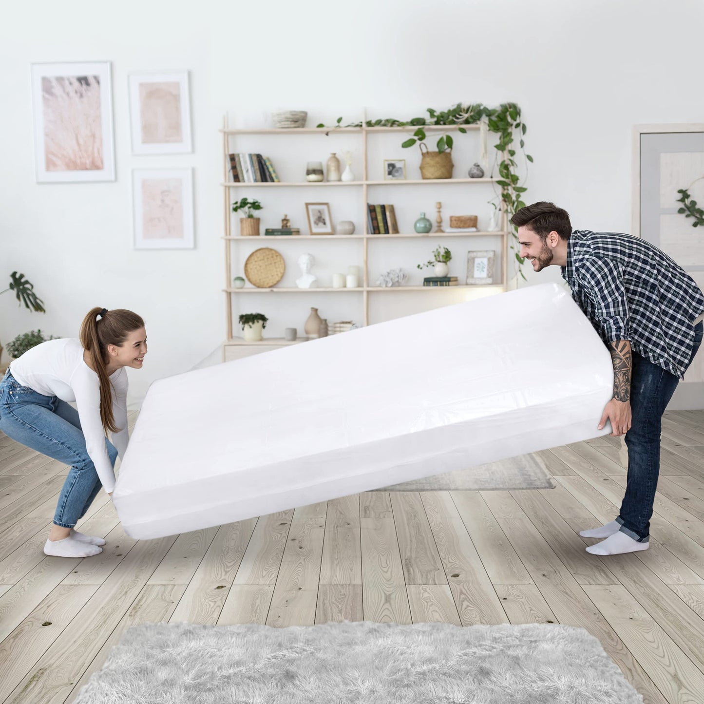 Utopia Home Queen Size Mattress Cover for Moving, 4 Mil Heavy Duty Plastic Mattress Bag for Disposal, Mattress Encasement Fits Mattresses up to 14 Inches, Mattress Bags for Moving