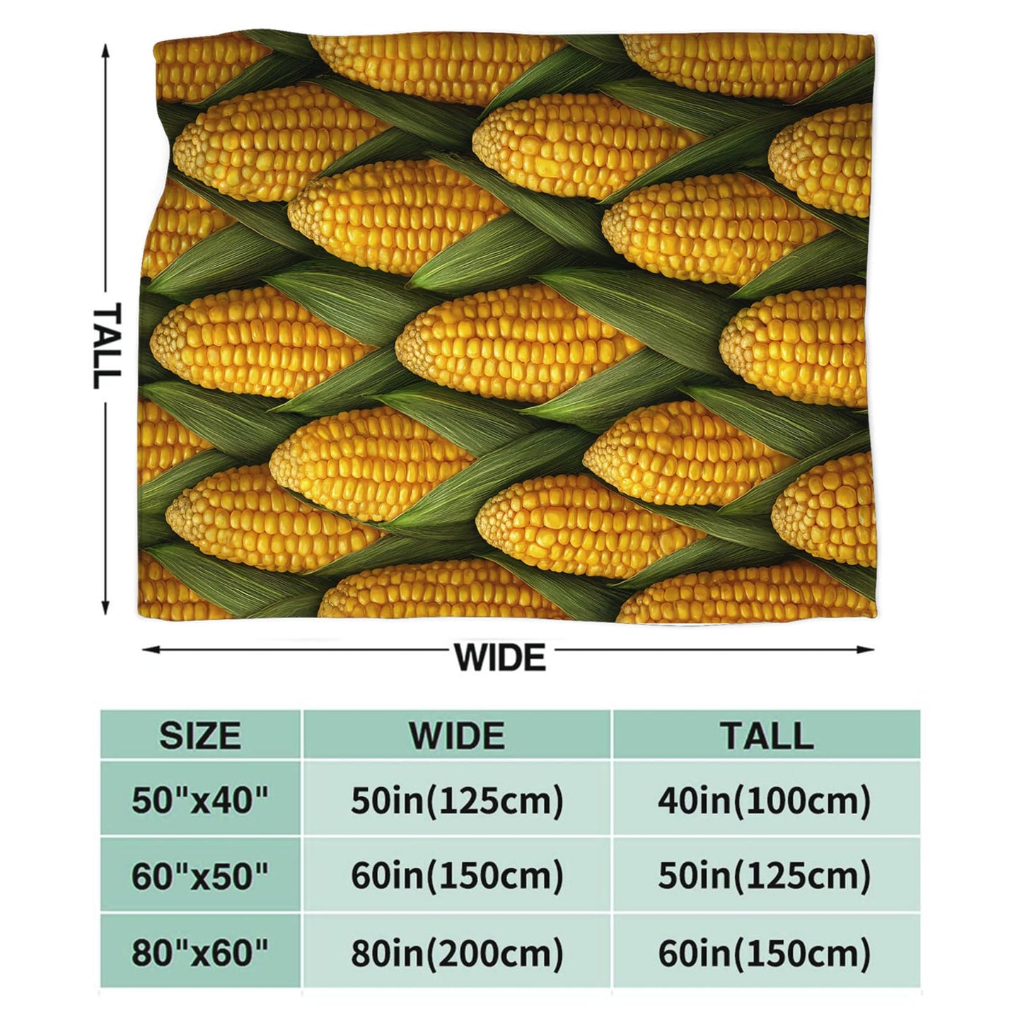 Corn Lover Blanket for Women Girls, Corn Flannel Throw Blanket, Cozy Fleece Soft Stuff Blankets Gift for Kids Couch Sofa Bed 50" x 40"