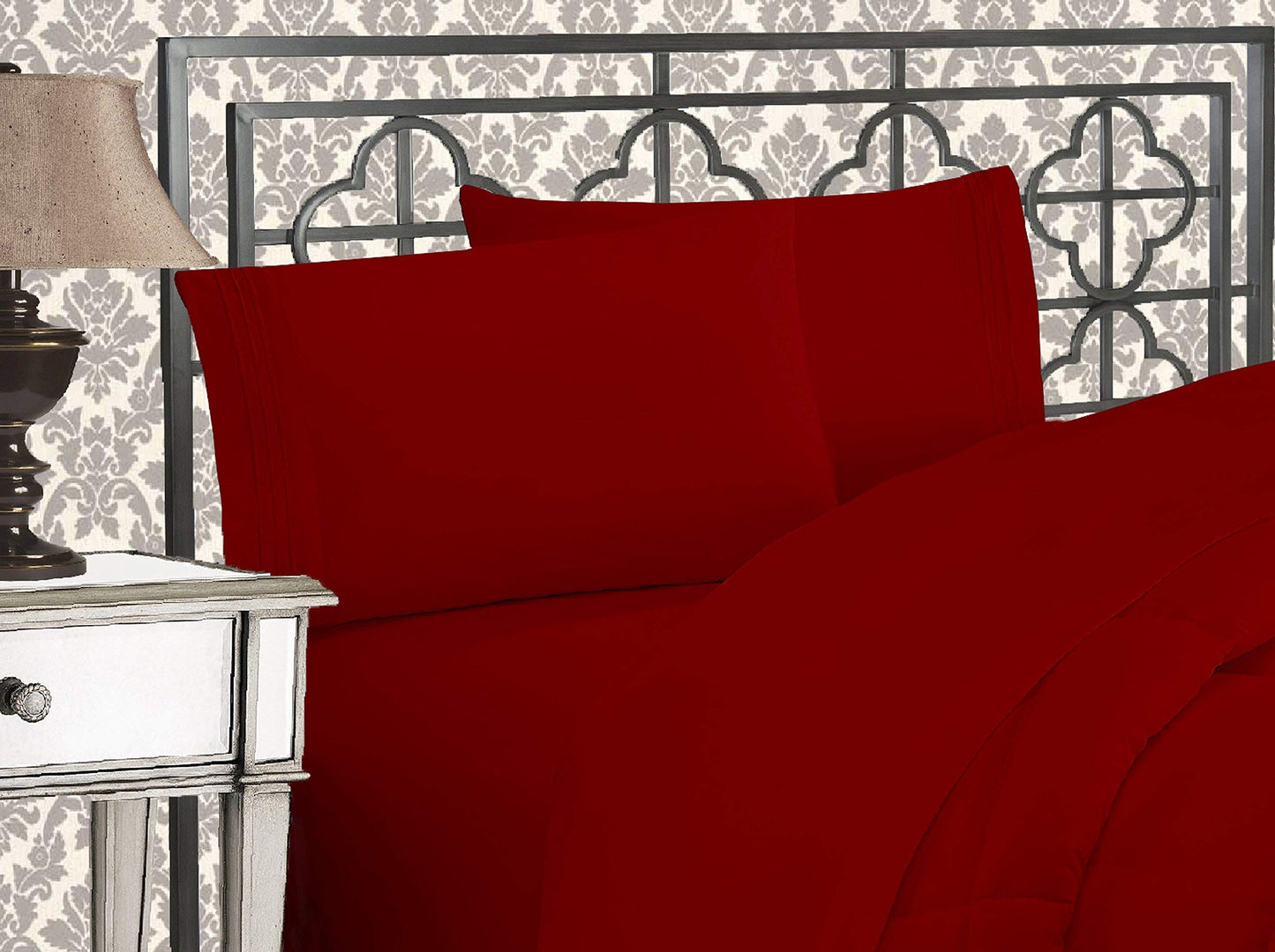 Elegant Comfort 1500 Premier Wrinkle & Fade Resistant Hotel Quality Ultra Soft Luxurious 4-Piece Bed Sheet Set with Deep Pockets, King Burgundy