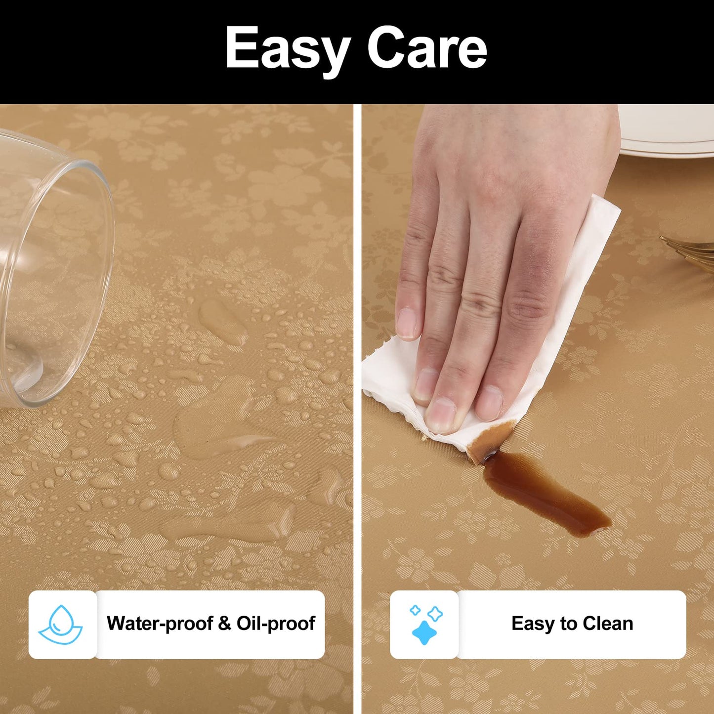 Smiry Rectangle Table Cloth, Waterproof Heavy Duty Vinyl Tablecloths, Wipeable Washable Table Cover for Kitchen and Dining Room (Brown, 60" X 120")