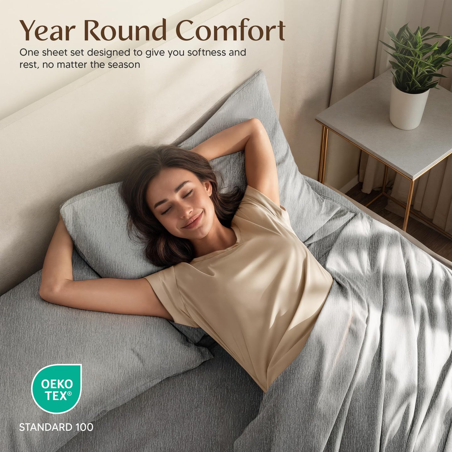 Utopia Bedding Queen Size Sheet Set – 4 Piece Bed Sheets, Soft and Breathable Microfiber, Includes 1 Fitted Sheet, 1 Flat Sheet and 2 Pillowcases – Oeko Tex (Heather Grey)