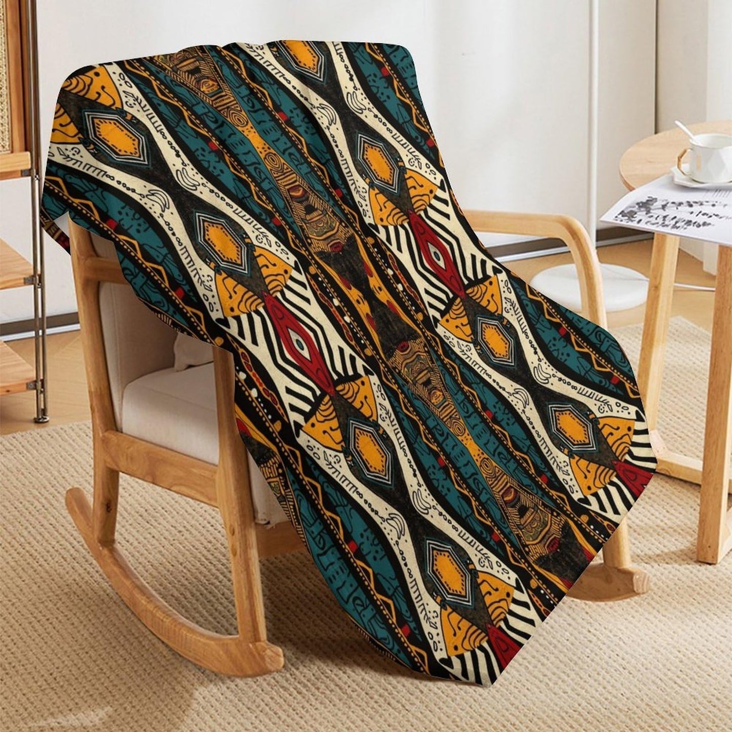ZhiRain African Tribal Throw Blanket Ethnic Style Totem Geometric Pattern Blanket for Sofa Bed Couch Chair Or Dorm 50"x60"