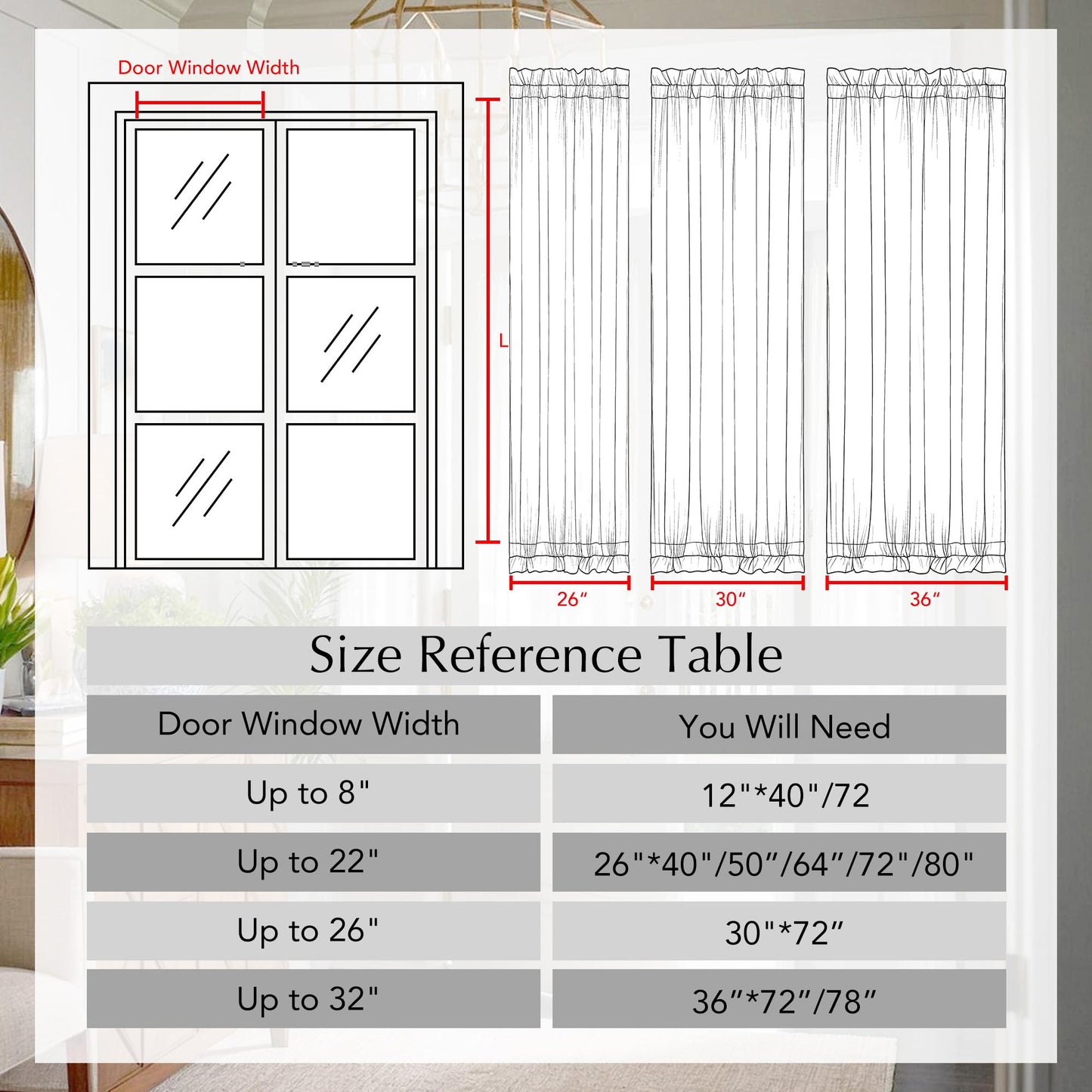 NICETOWN Linen Front Door Curtain for Glass Window 40 Inch Length, Cream Small Short Semi-Sheer Shade for Bedroom, 26 x 40, 1 Panel