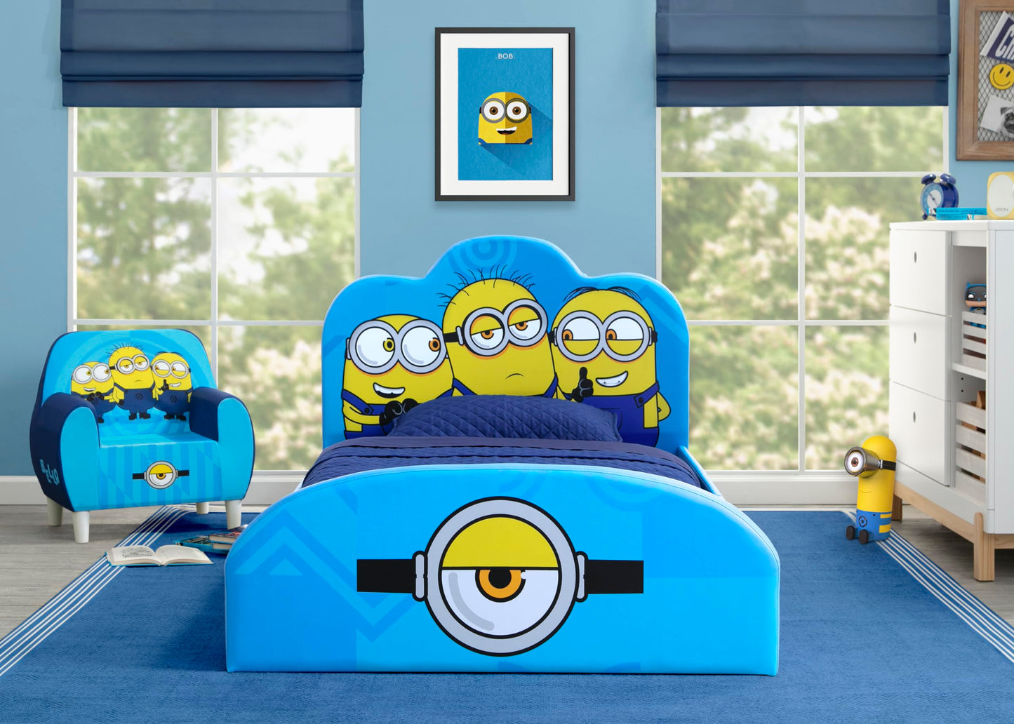 Delta Children Minions Upholstered Twin Bed, Blue